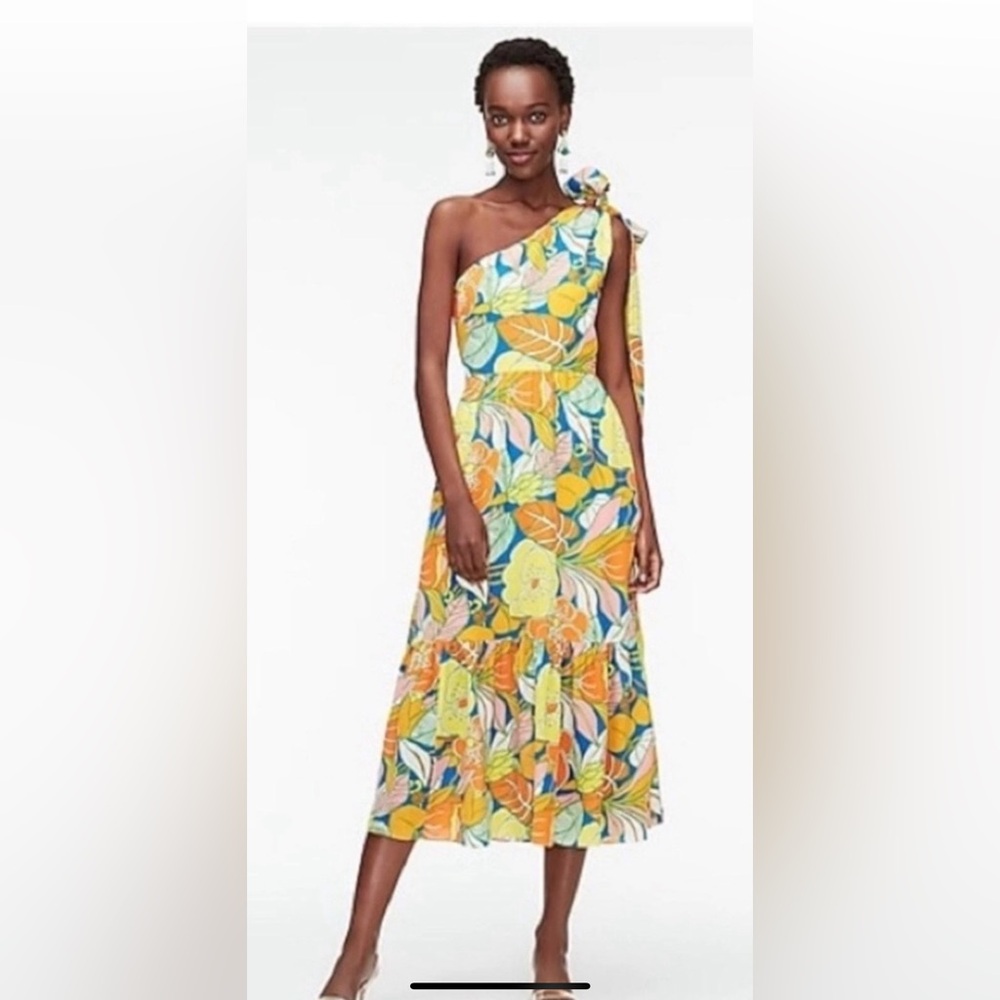 NWT J.Crew size 14 silk midi dress in tropical print